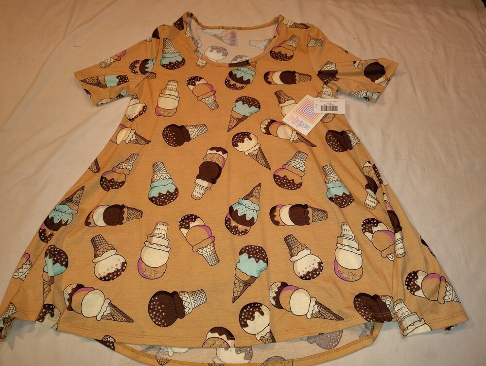 LuLaRoe Perfect T Short Sleeve Shirt Top Xtra Small NWT XS Ice Cream Cones NEW